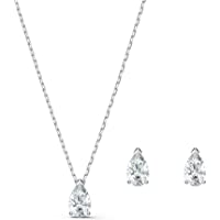 Los mejores  - Swarovski Conjunto Attract Pear- blanco- baño de rodio